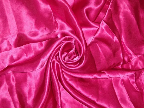 100% PURE SILK SATIN FABRIC 120 GRAMS HOT PINK colour 54&quot; wide
