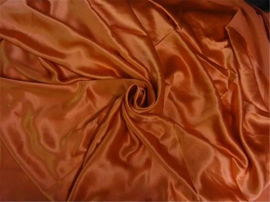 100% PURE SILK SATIN FABRIC 160 GRAMS BRIGHT ORANGE colour 54&quot; wide