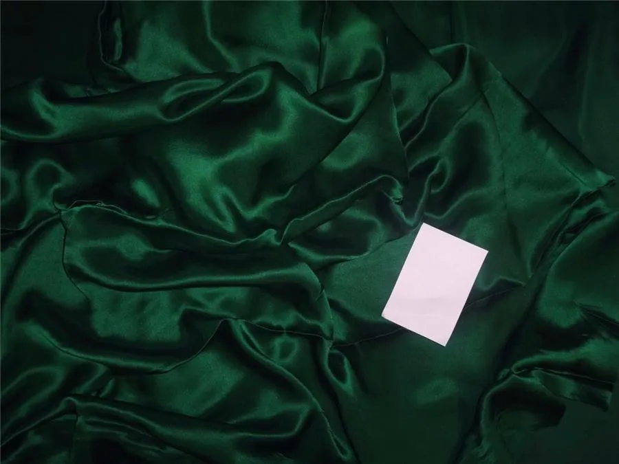 100% PURE SILK SATIN FABRIC 60 GRAMS EMERALD GREEN COLOR 44&quot; wide