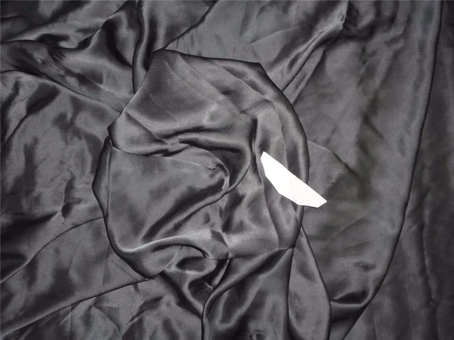 100% PURE SILK SATIN FABRIC 80 GRAMS DARK STEEL GREY COLOR 44&quot;wide