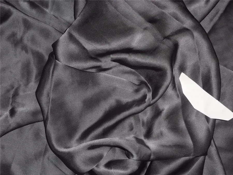 100% PURE SILK SATIN FABRIC 80 GRAMS DARK STEEL GREY COLOR 44&quot;wide