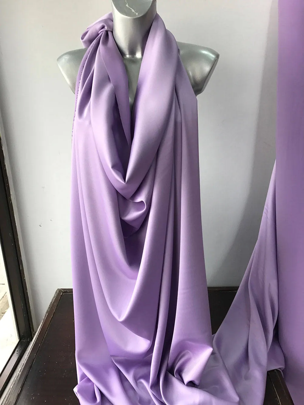 100% Silk LYCRA Satin fabric 115 gms[31MOMME] 54&quot;WIDE - LILAC