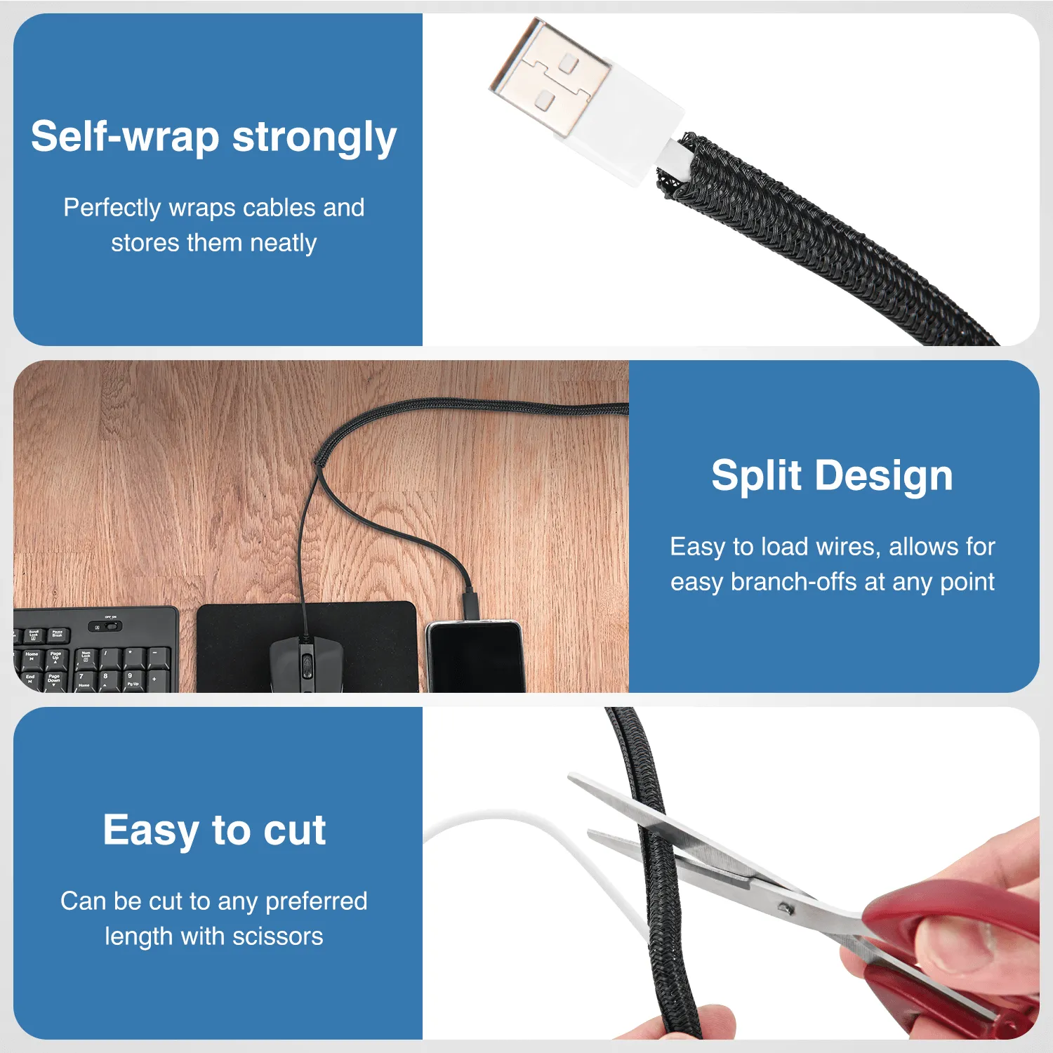 10ft-1/4inch Cable Management Sleeves