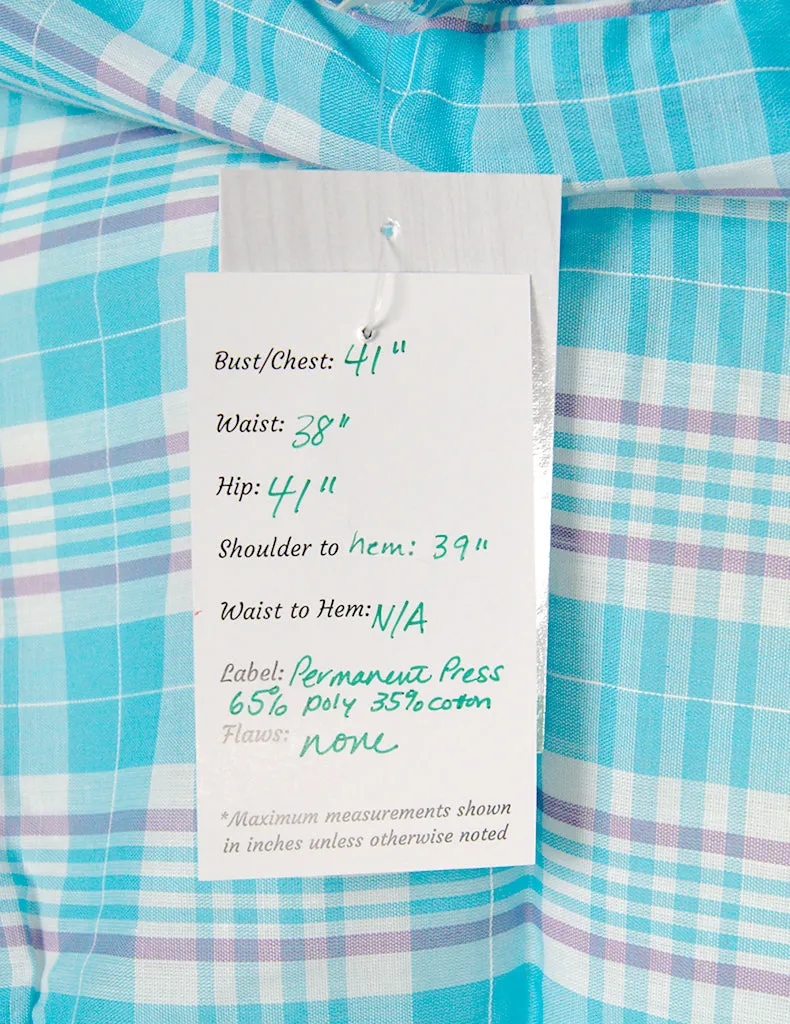 1960s Plaid Sheer Lounge Dress