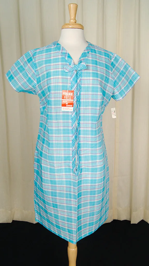 1960s Plaid Sheer Lounge Dress