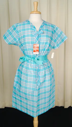 1960s Plaid Sheer Lounge Dress