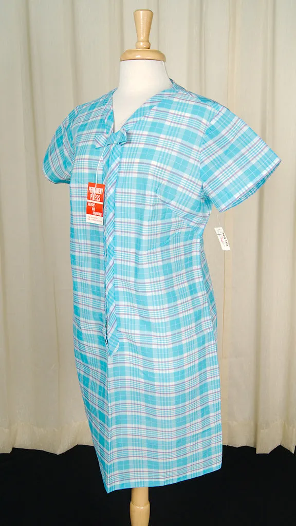 1960s Plaid Sheer Lounge Dress