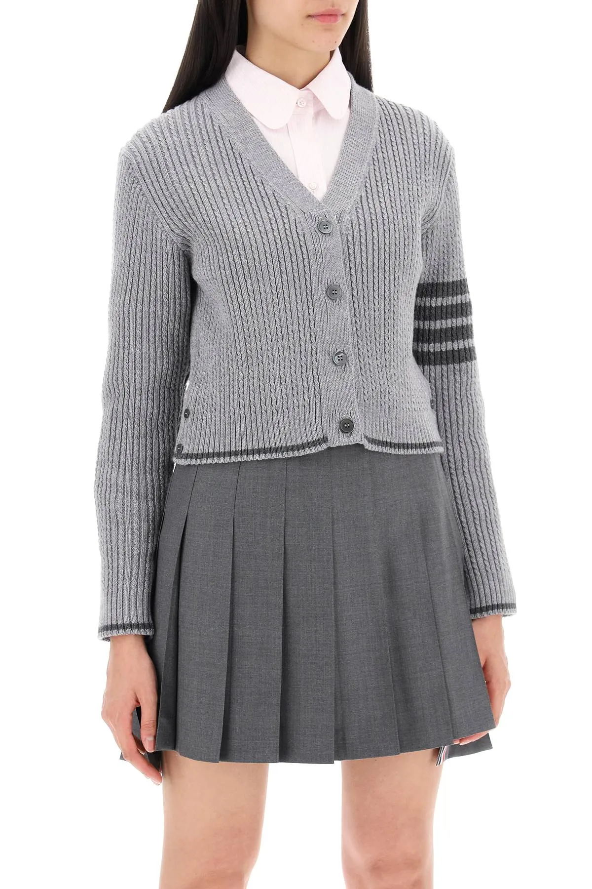 4-bar baby cable cropped cardigan