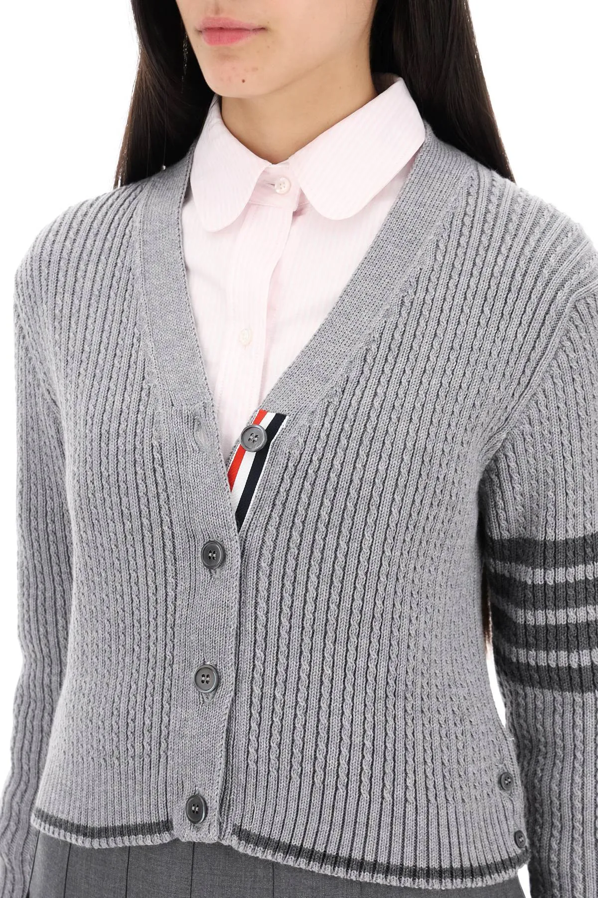 4-bar baby cable cropped cardigan