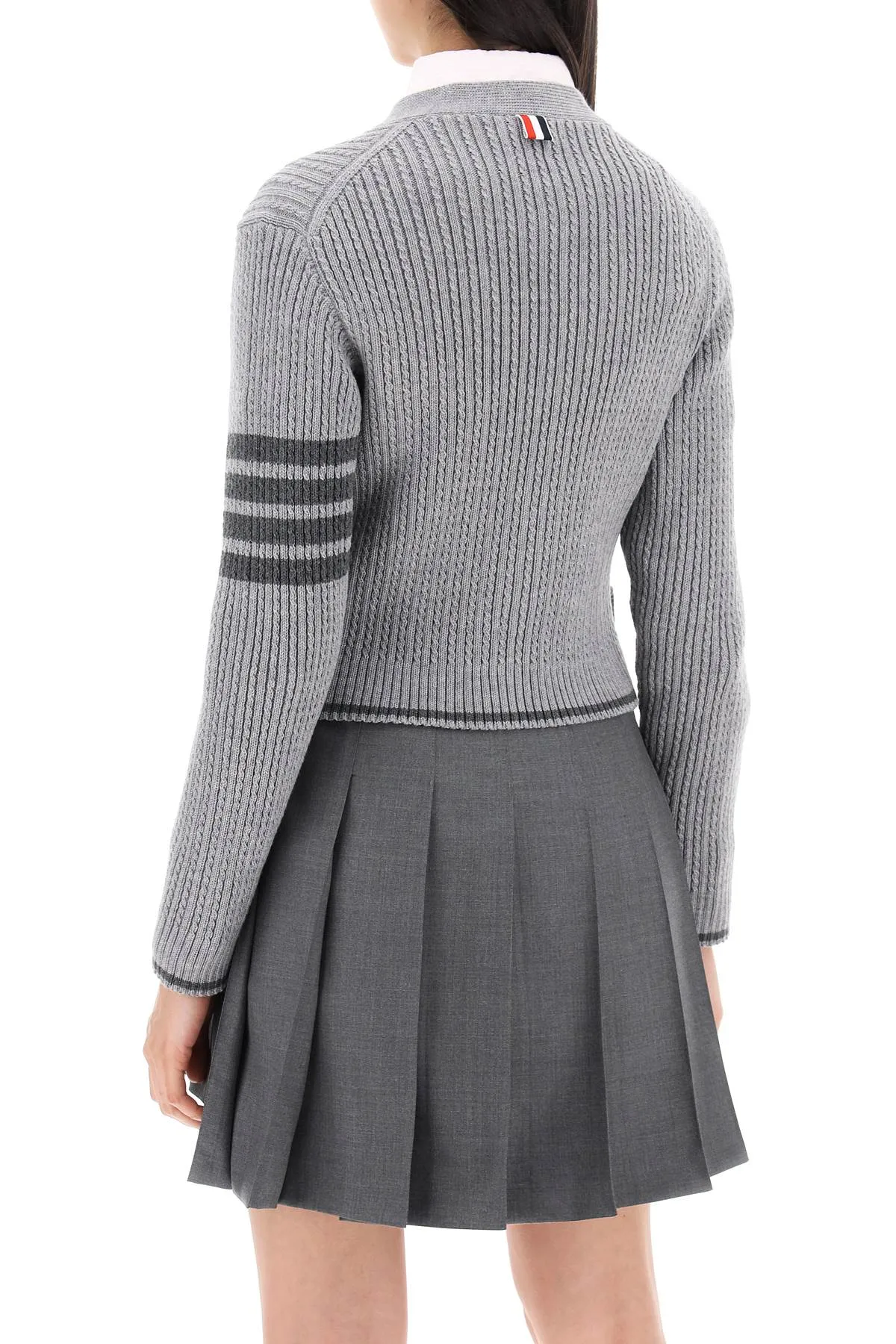 4-bar baby cable cropped cardigan