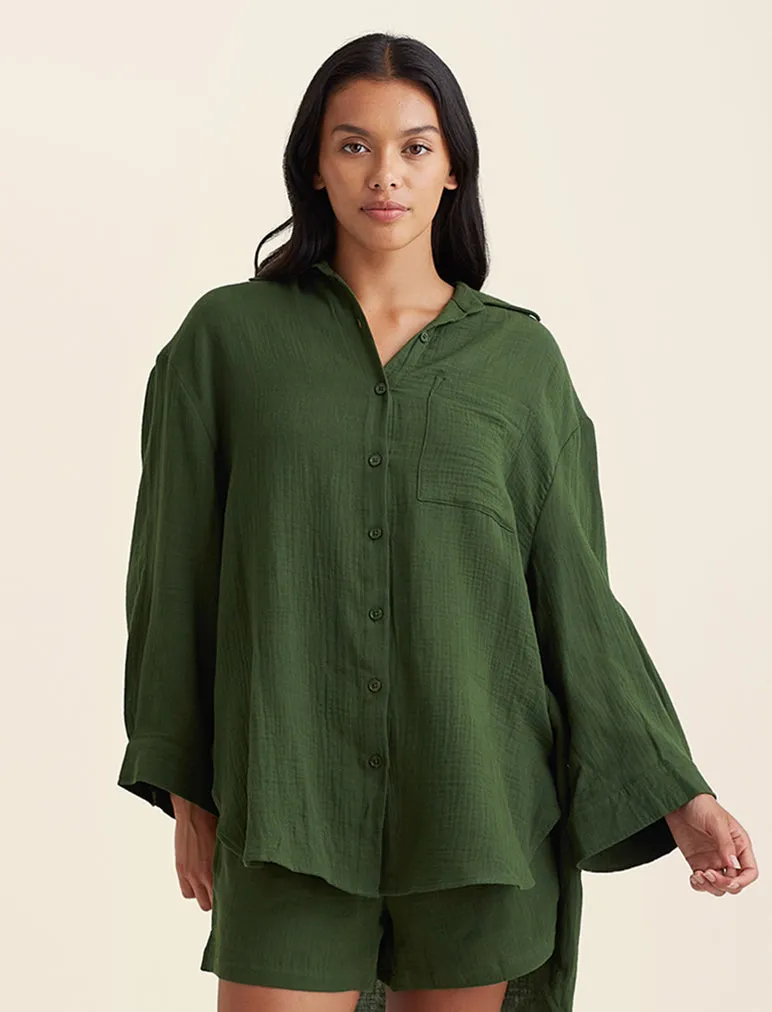 Ashley Textured Cotton Oversized Shirt