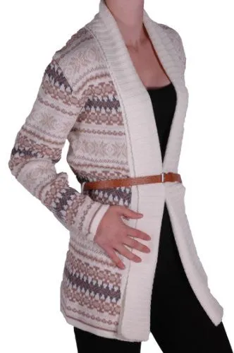 Aztec Print Open Front Belted Cardigan