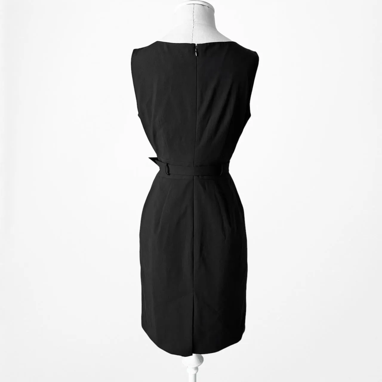 Banana Republic Black Knee Length Bodycon Belted Cocktail Dress Size 4P/S