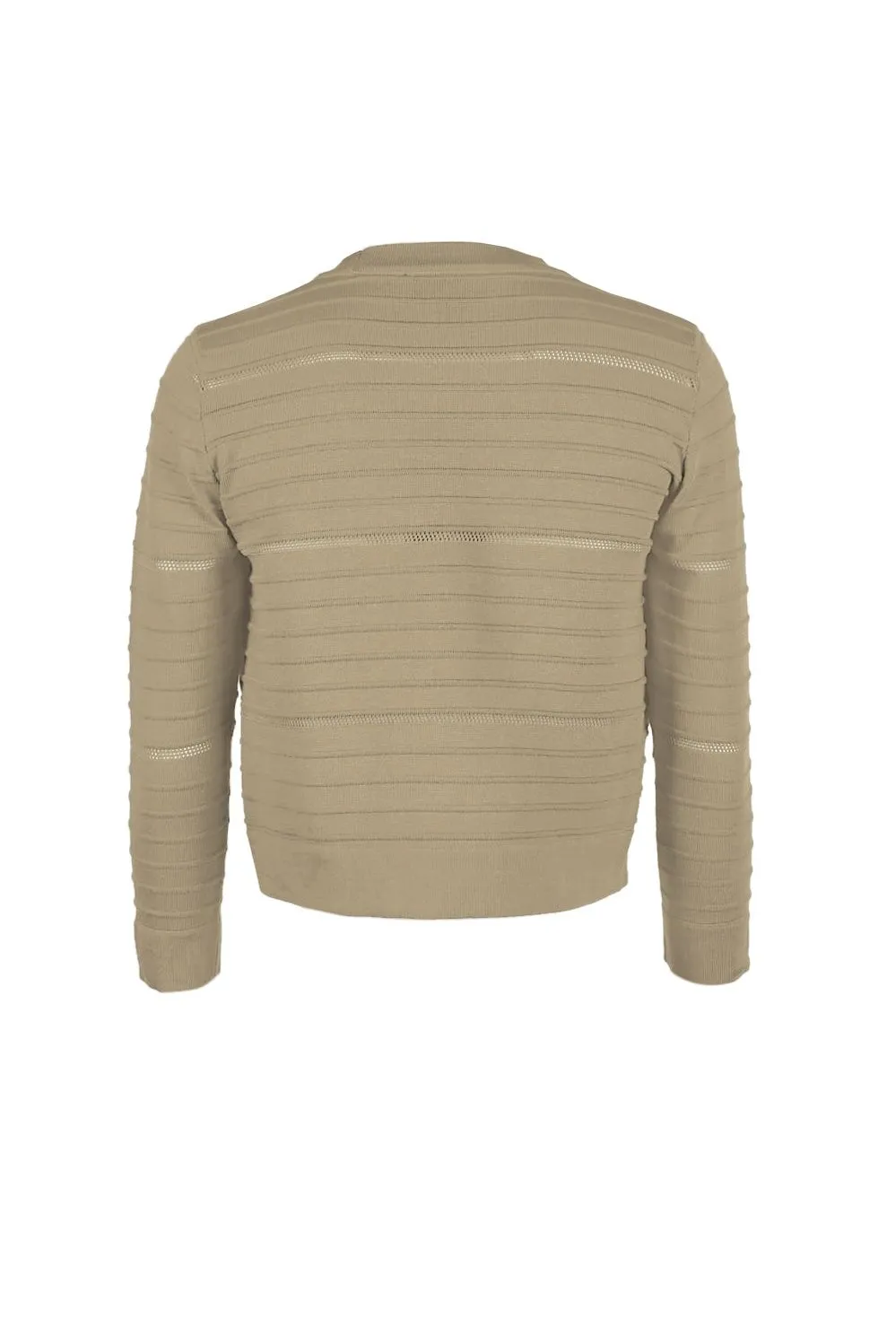 Banded Long Sleeve Ribbed Knit Jacket Mink- Nina Leonard