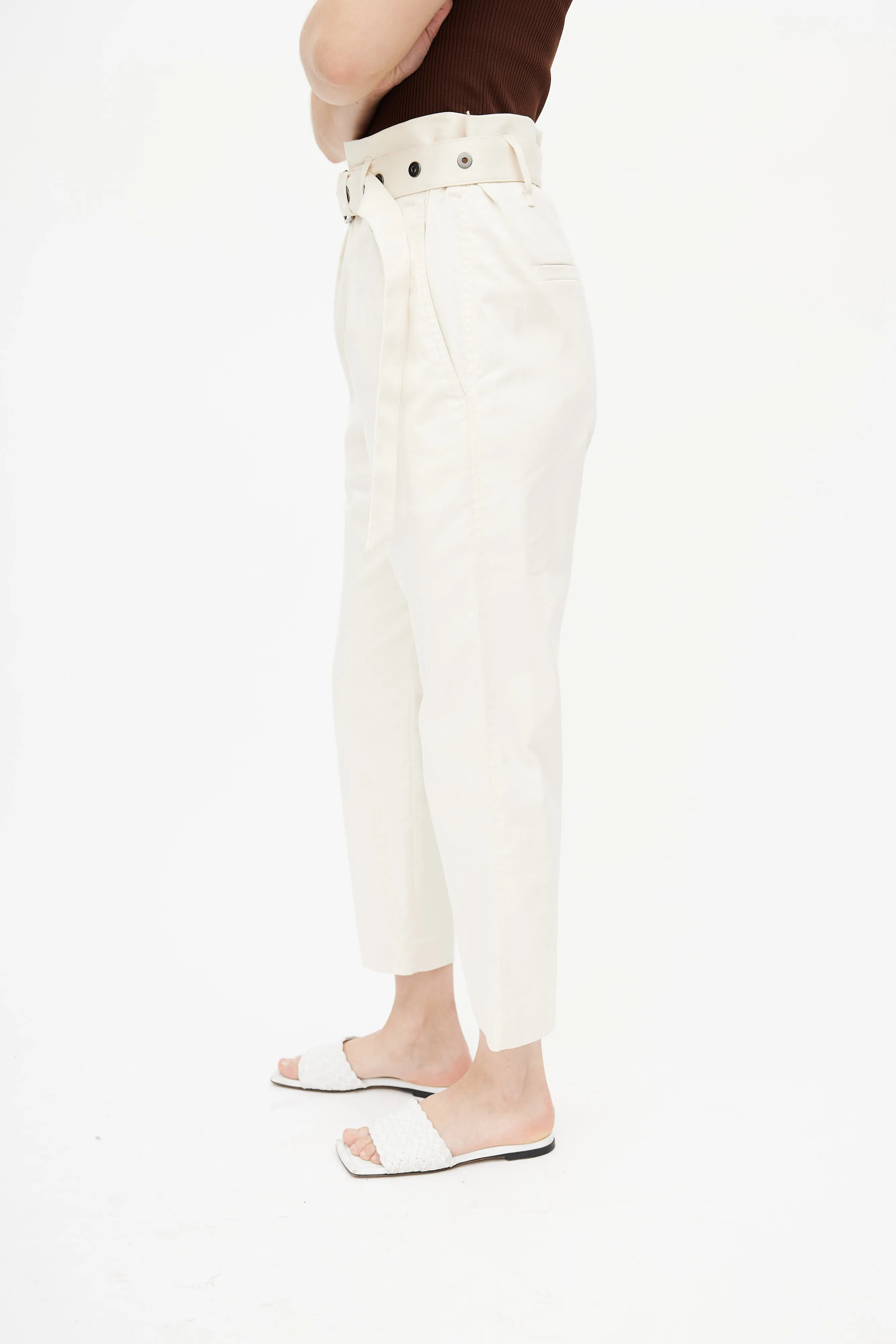 Beige Belted Trouser