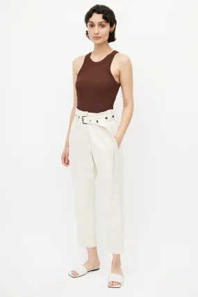 Beige Belted Trouser