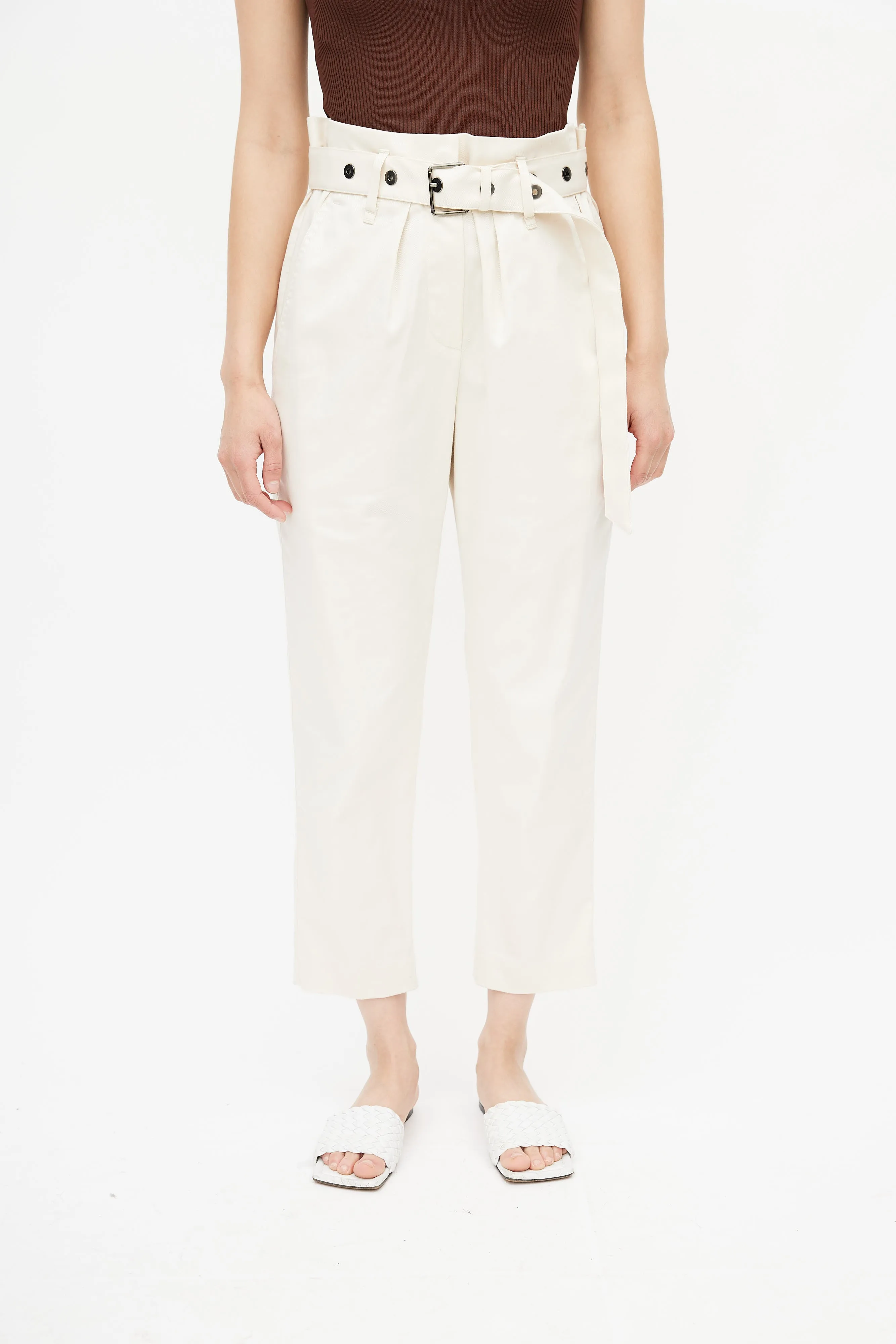 Beige Belted Trouser