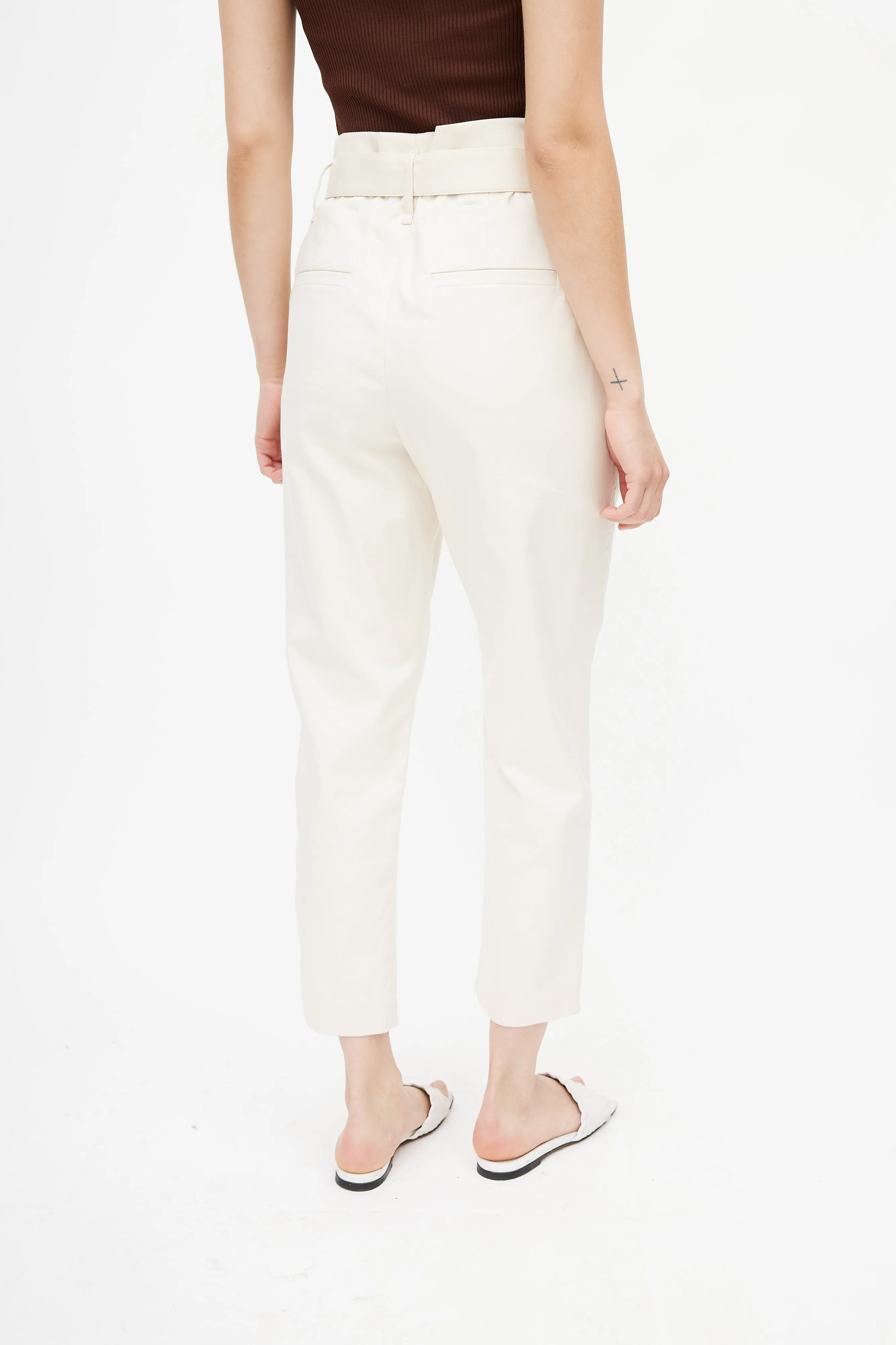 Beige Belted Trouser