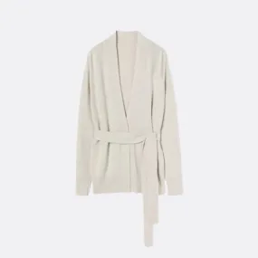 Belted cashemire-knit cardigan