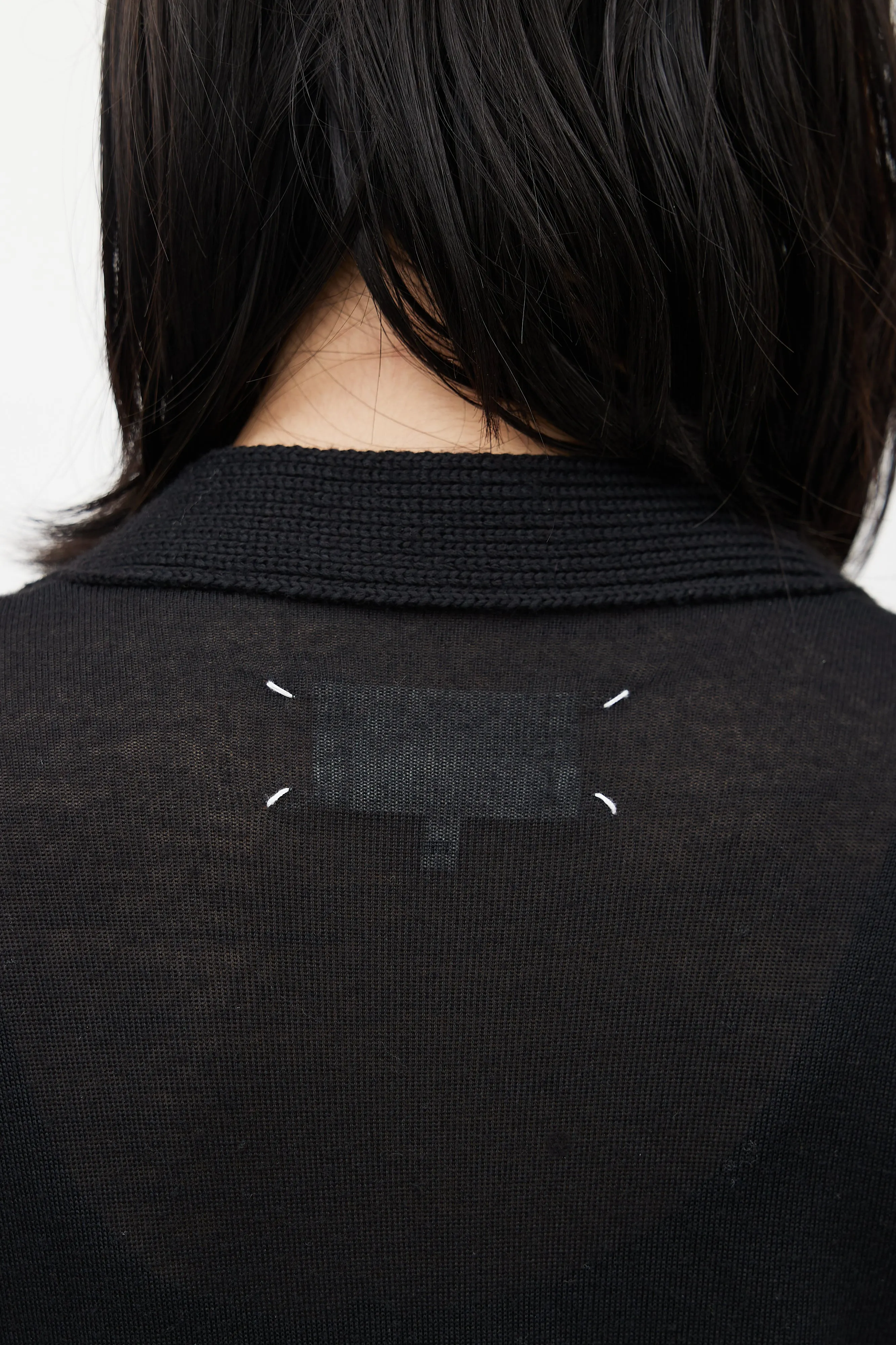Black Ribbed Cut Out Knit Cardigan