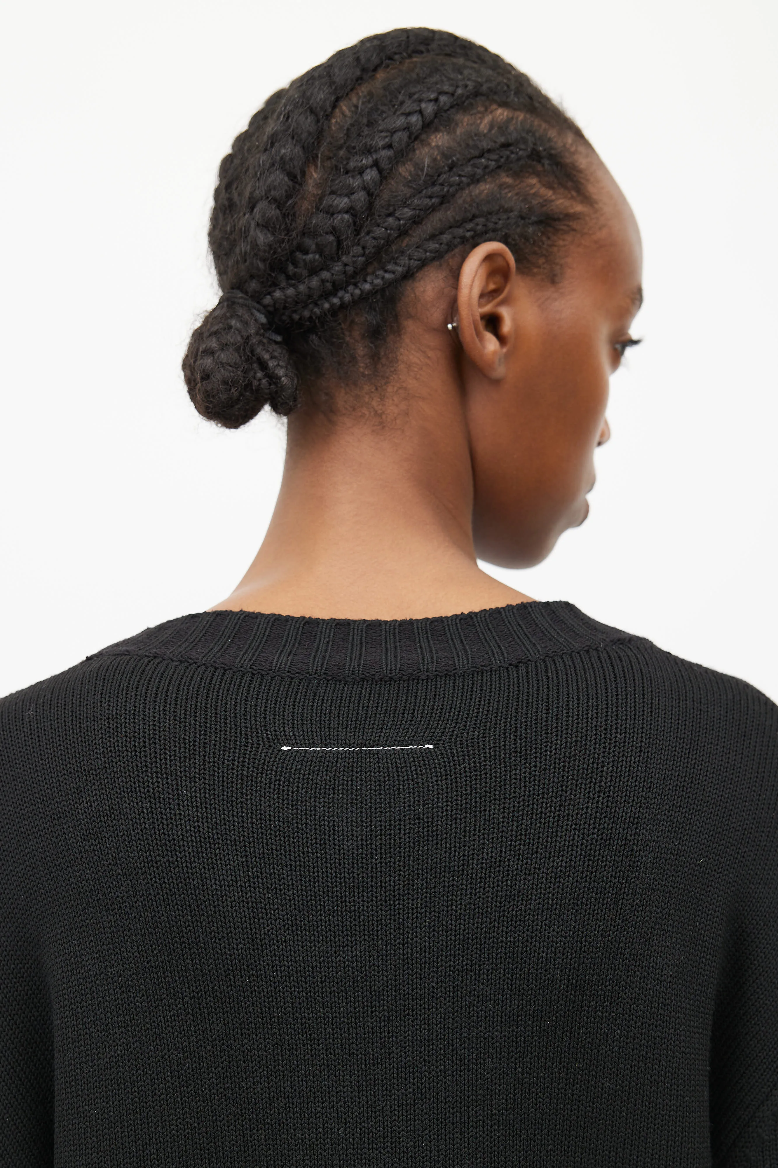 Black Ribbed Knit Tie Strap Cardigan