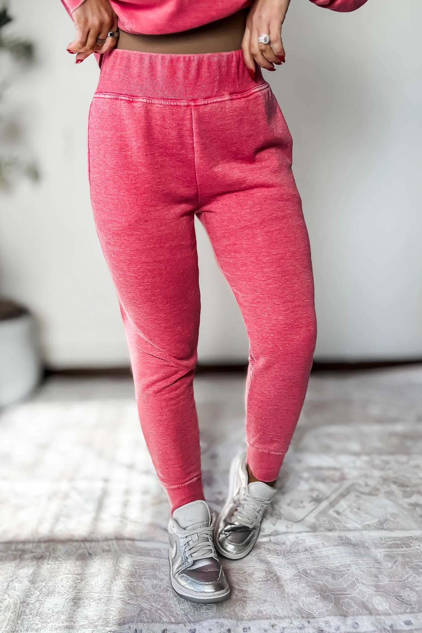 Burned Out Fleece Cherry Joggers