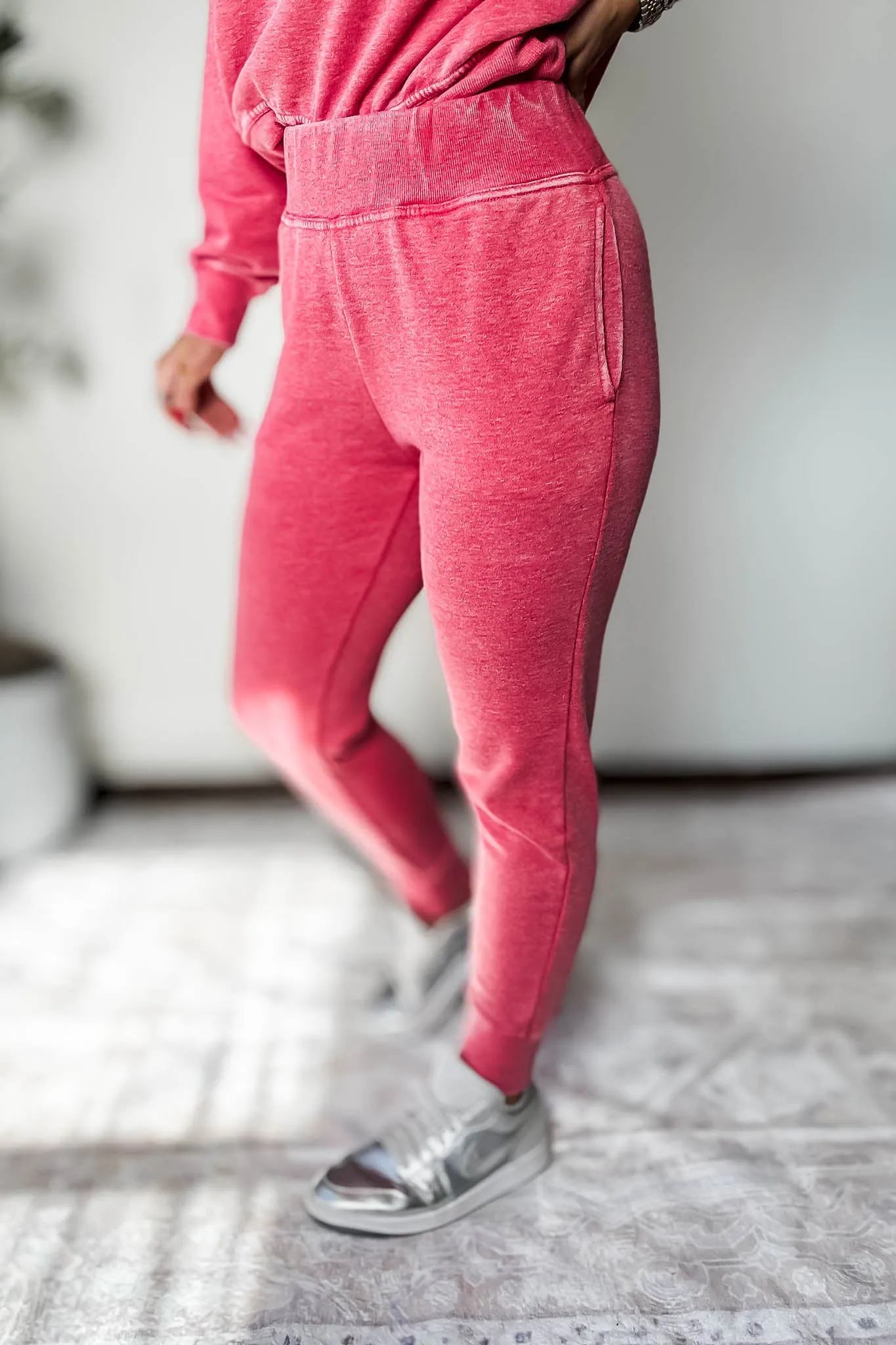 Burned Out Fleece Cherry Joggers