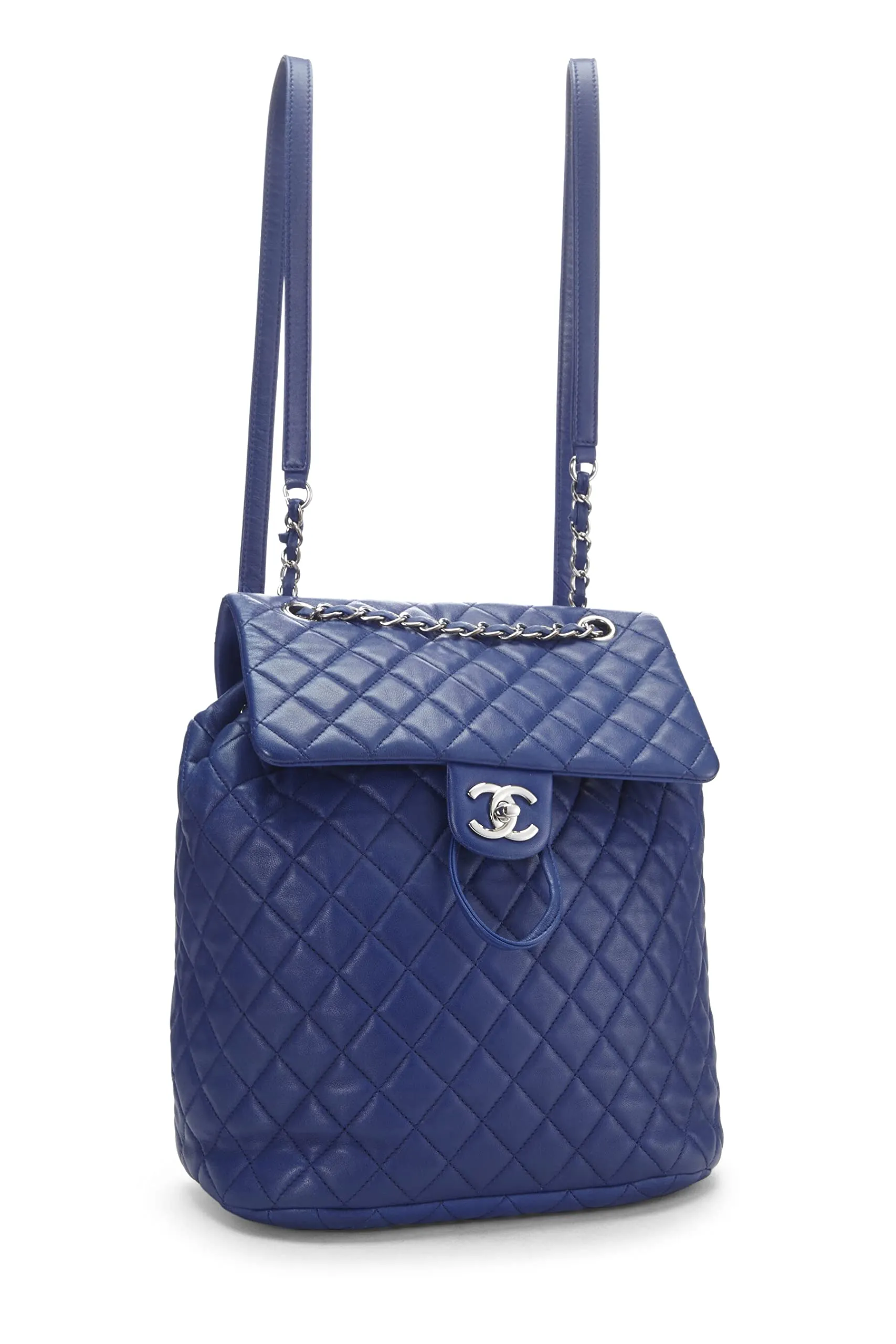 Chanel,  Blue Quilted Lambskin Urban Spirit Backpack Large, Blue