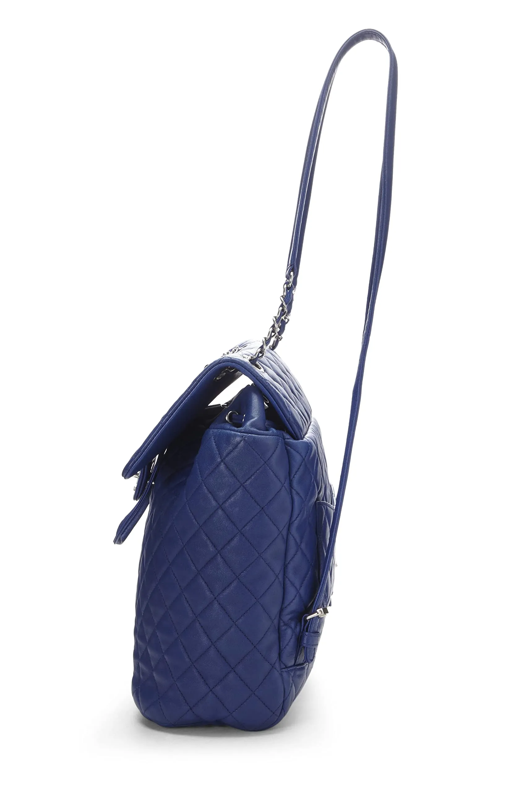 Chanel,  Blue Quilted Lambskin Urban Spirit Backpack Large, Blue