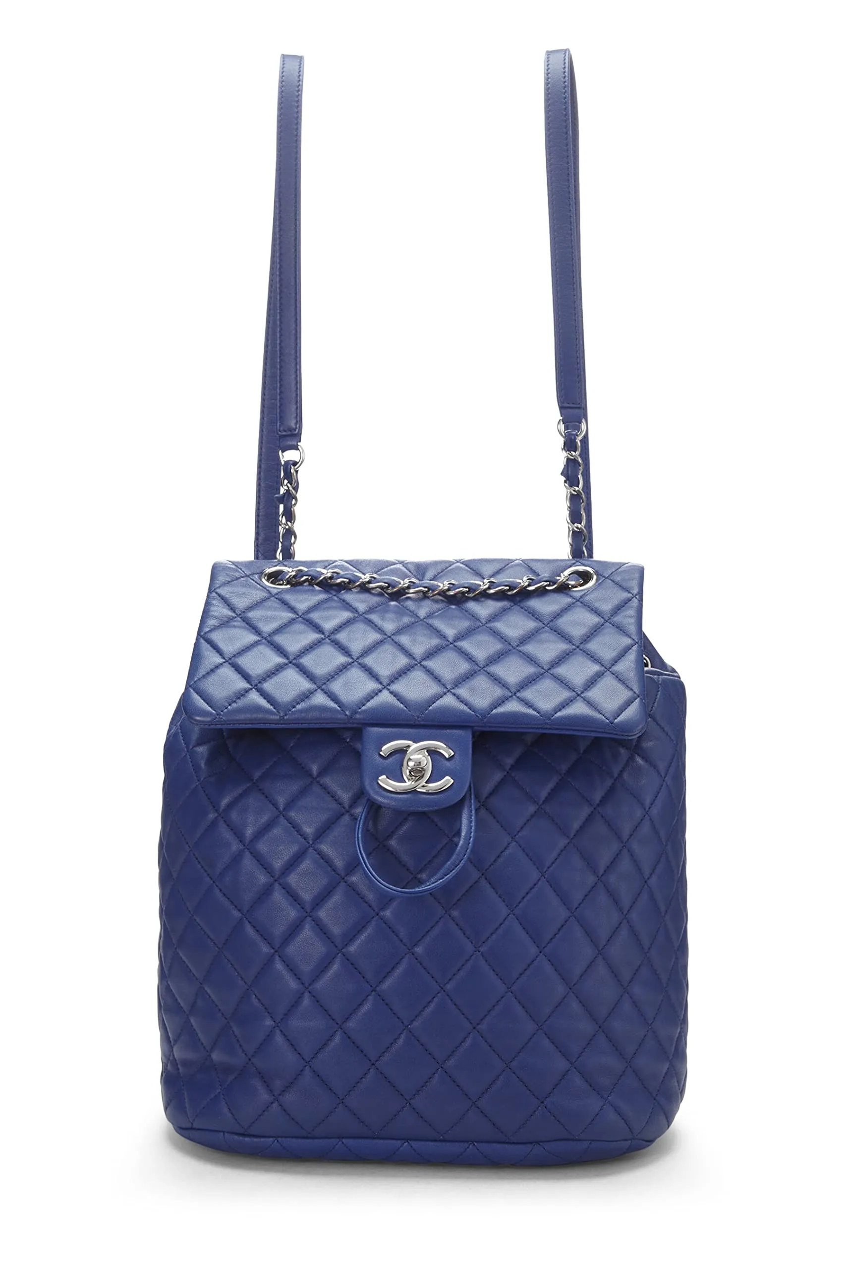 Chanel,  Blue Quilted Lambskin Urban Spirit Backpack Large, Blue