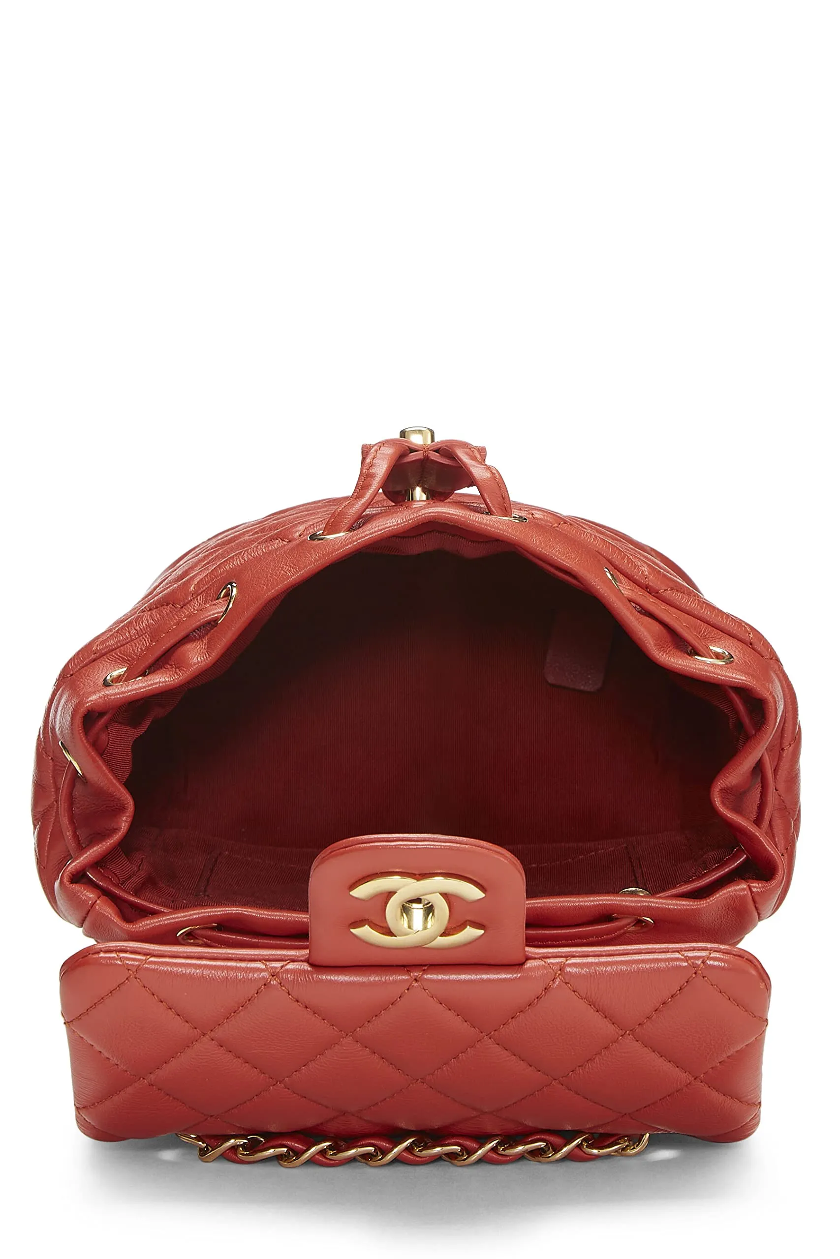 Chanel,  Orange Quilted Lambskin Urban Spirit Backpack Mini, Orange