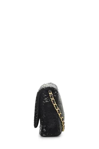 Chanel,  Paris-Cosmopolite Black & Gold Sequin Please Dare To Disturb Flap Bag, Black