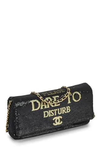 Chanel,  Paris-Cosmopolite Black & Gold Sequin Please Dare To Disturb Flap Bag, Black