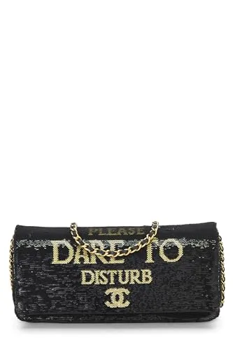 Chanel,  Paris-Cosmopolite Black & Gold Sequin Please Dare To Disturb Flap Bag, Black