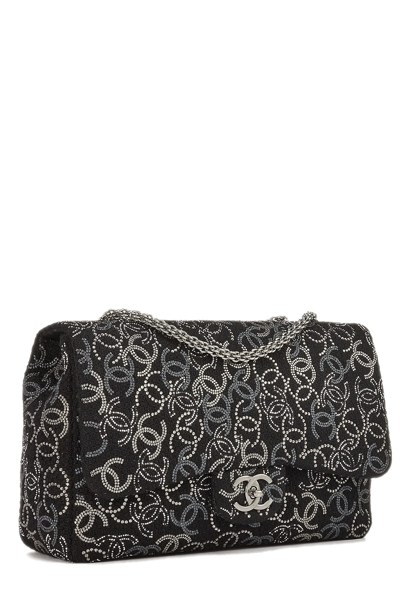 Chanel,  Paris-Shanghai Black Tweed Crystal 'CC' Half Flap Jumbo, Black