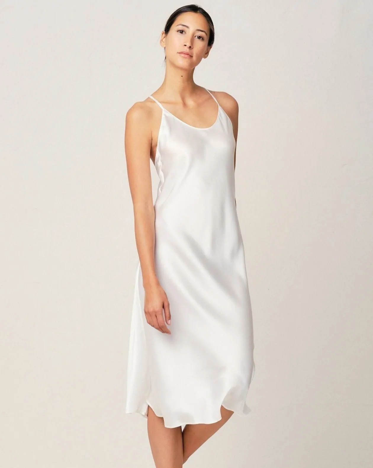Clara Silk Nightgown in Moonlight White