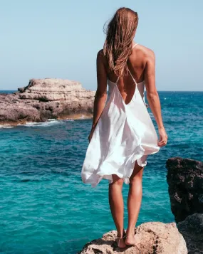 Clara Silk Nightgown in Moonlight White