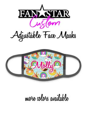 Custom Unicorn Donuts Face Mask - Doughnuts Face Mask - Choose Your Colors
