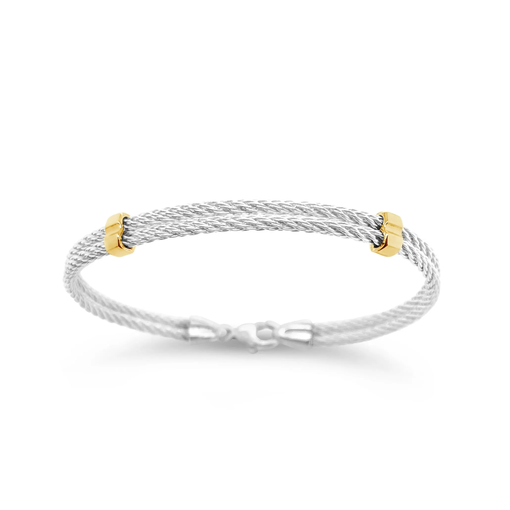 Double Cable Bracelet with Gold Bars