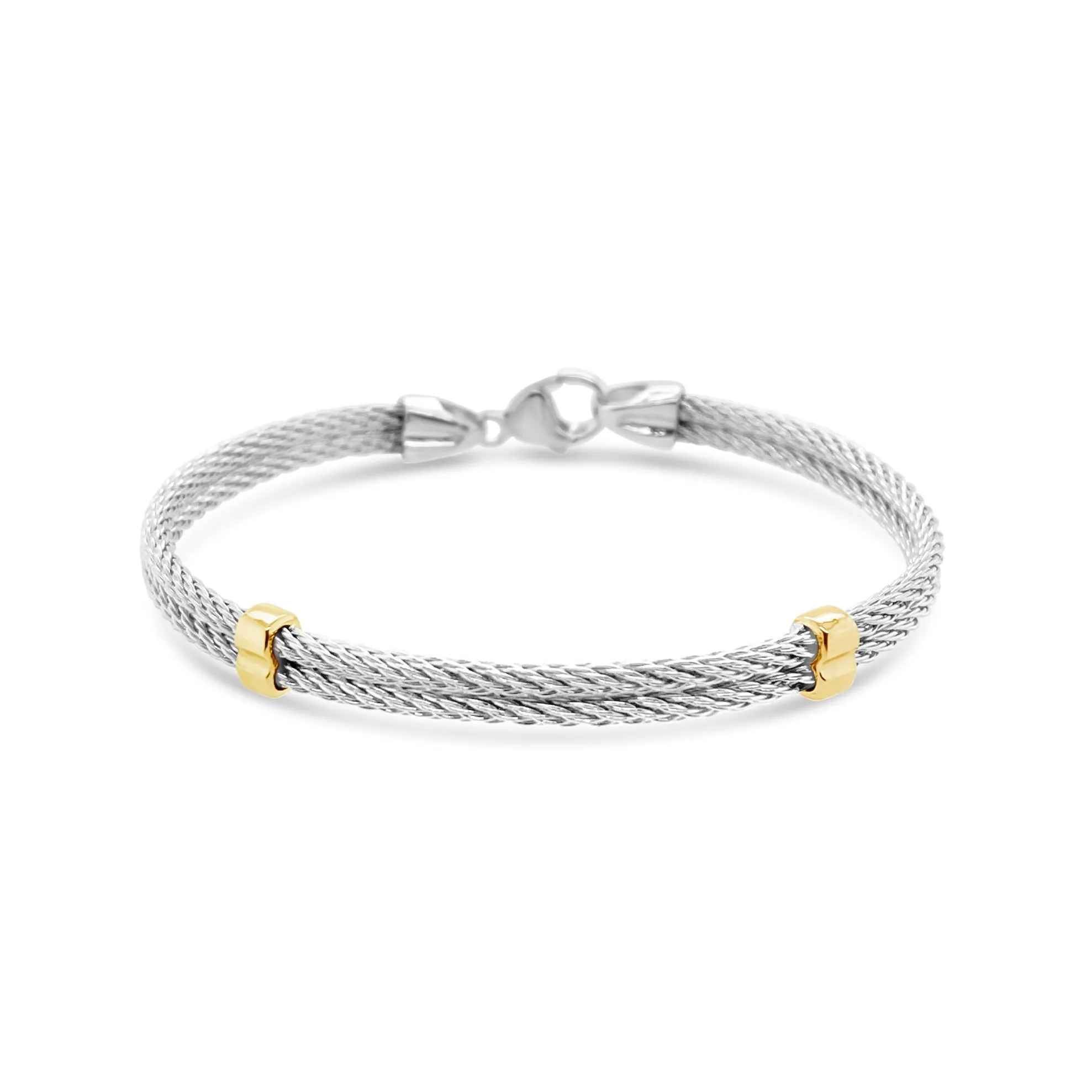 Double Cable Bracelet with Gold Bars