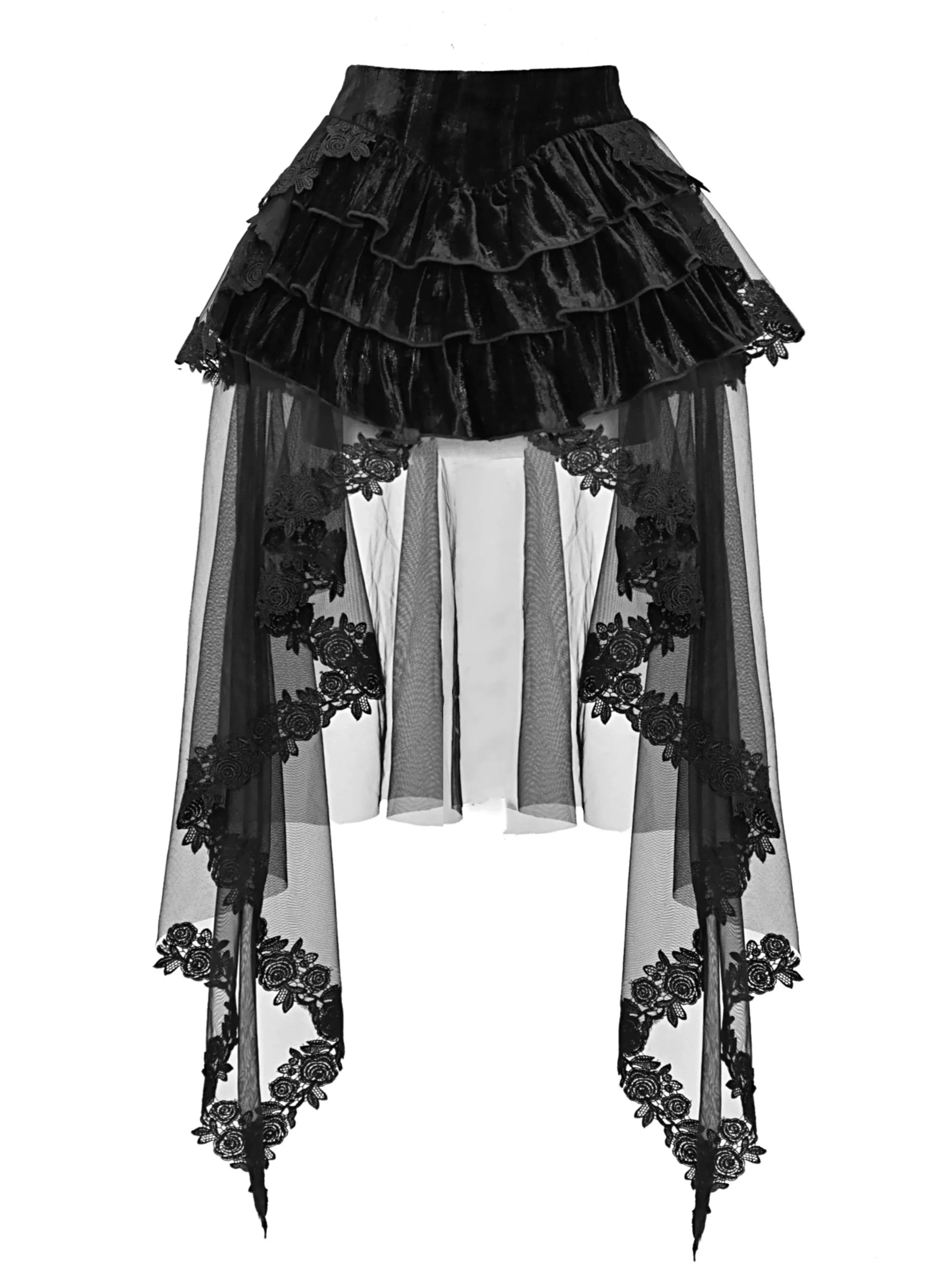 Duchess Suit Suspender Long Gothic Tail Belted Velvet Dress Tulle