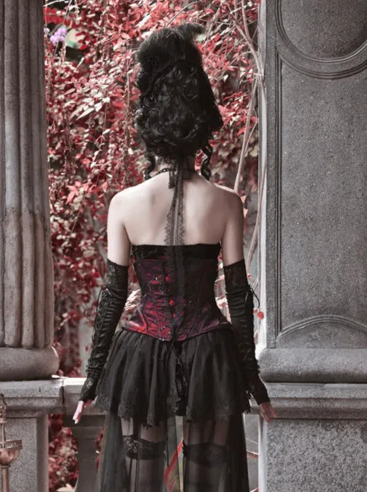 Duchess Suit Suspender Long Gothic Tail Belted Velvet Dress Tulle