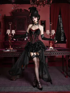 Duchess Suit Suspender Long Gothic Tail Belted Velvet Dress Tulle