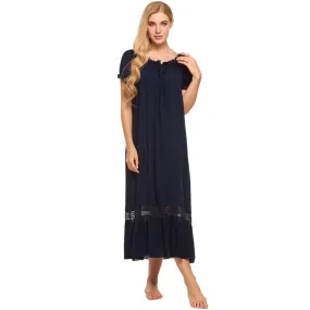 Ekouaer Sleeve Vintage Style Off Shoulder Short Women Ruffled Nightgown Lounge Dress