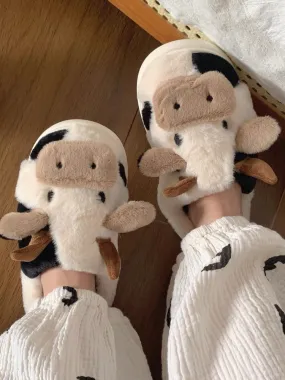 Fuzzy Cow Slippers 🐮