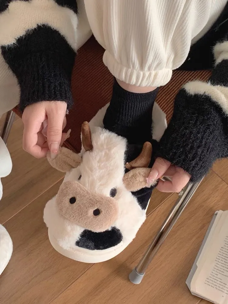 Fuzzy Cow Slippers 🐮