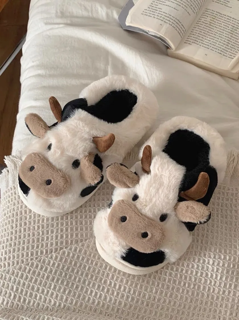 Fuzzy Cow Slippers 🐮
