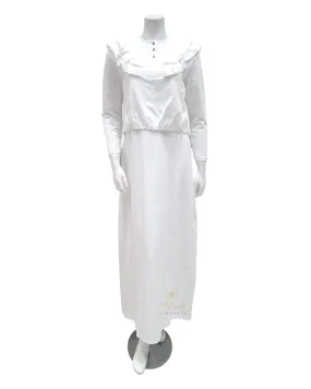 FW21N27B White V Ruffle Cotton Nursing Nightgown