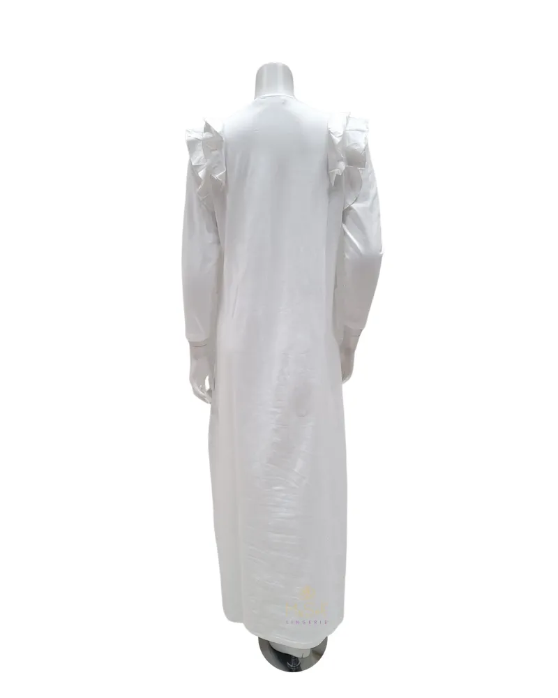 FW21N27B White V Ruffle Cotton Nursing Nightgown