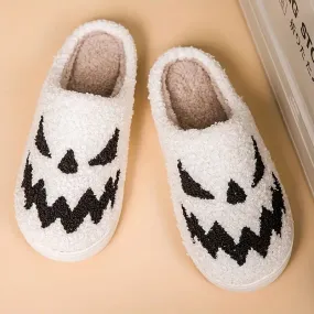 Ghost Face Fuzzy Slippers, Funny Closed Toe Plush Lined House Shoes, Winter Warm Home Slippers SL0808 25
